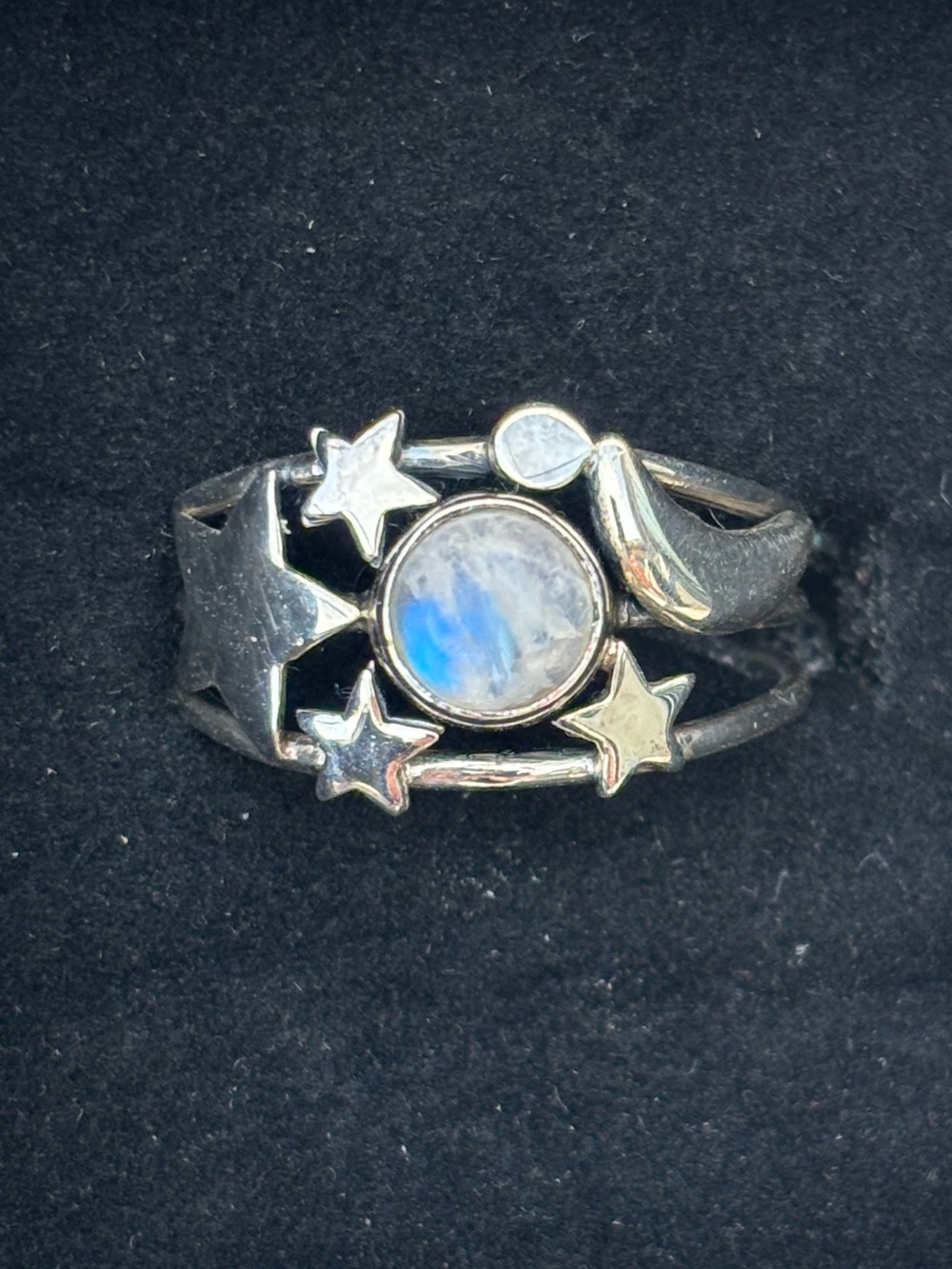 Sterling Silver Moonstone Celestial Ring - Women's Jewelry Size 7.75-8